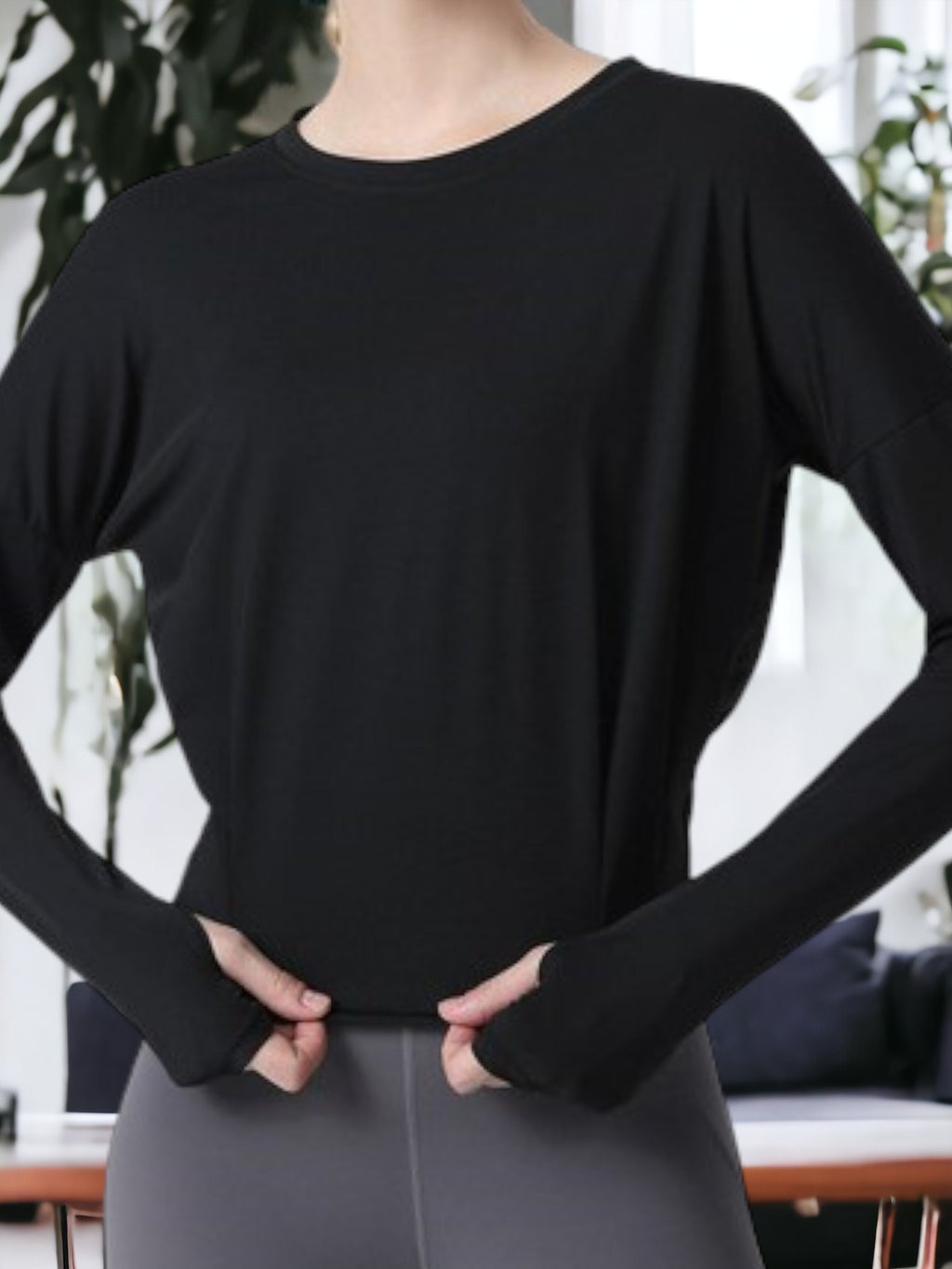 Sudadera de yoga y fitness de manga larga, transpirable y versátil