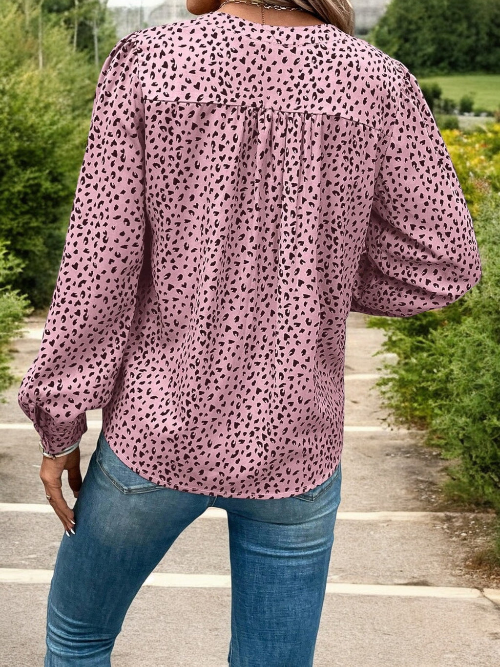 Anna-Kaci Women's Long Sleeve High Neck Blouse with Geometric Print