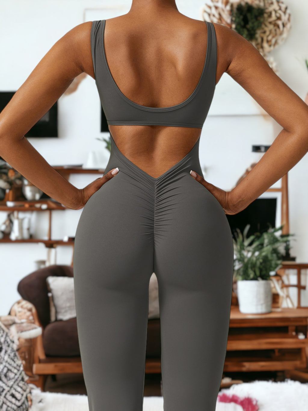 Ropa deportiva de una pieza ajustada para yoga y levantamiento de cadera
