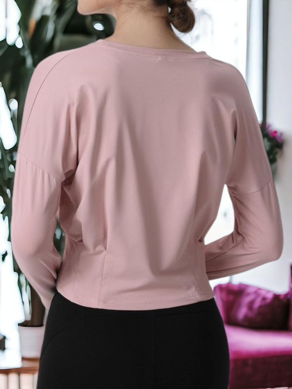 Sudadera de yoga y fitness de manga larga, transpirable y versátil