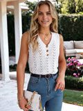 Blusa de punto sin mangas con escote en V y botones