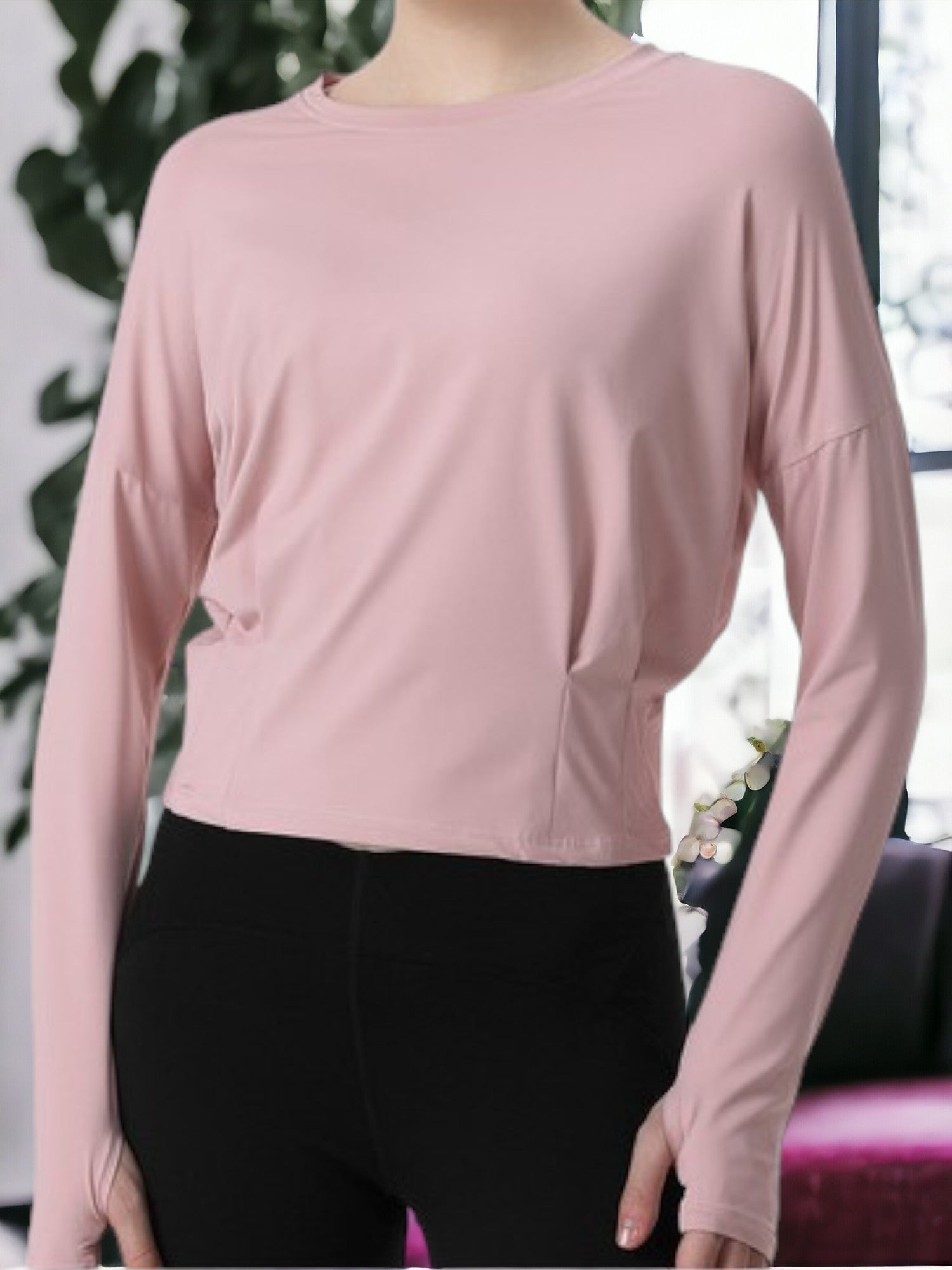 Sudadera de yoga y fitness de manga larga, transpirable y versátil