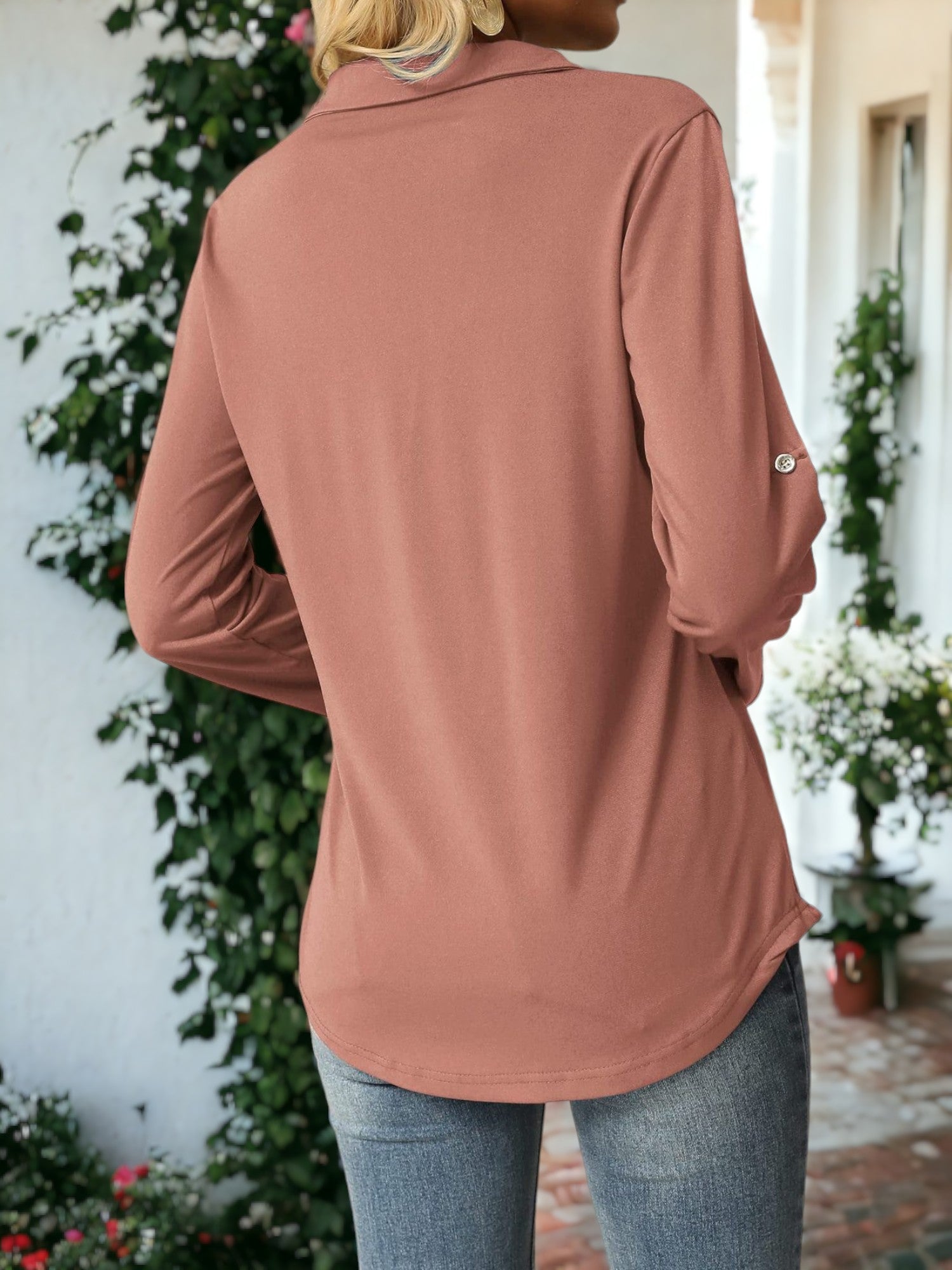 Pleated Detail Collared Blouse