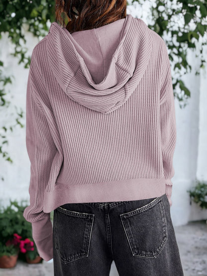 Waffle Knit Button Neck Jacket