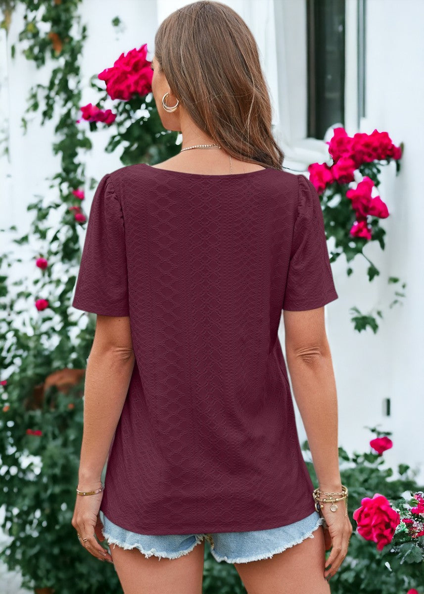 Square Neck Eyelet Top