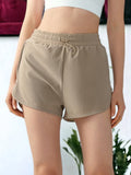Pantalones cortos deportivos de dos piezas con cintura alta y cordón ajustable