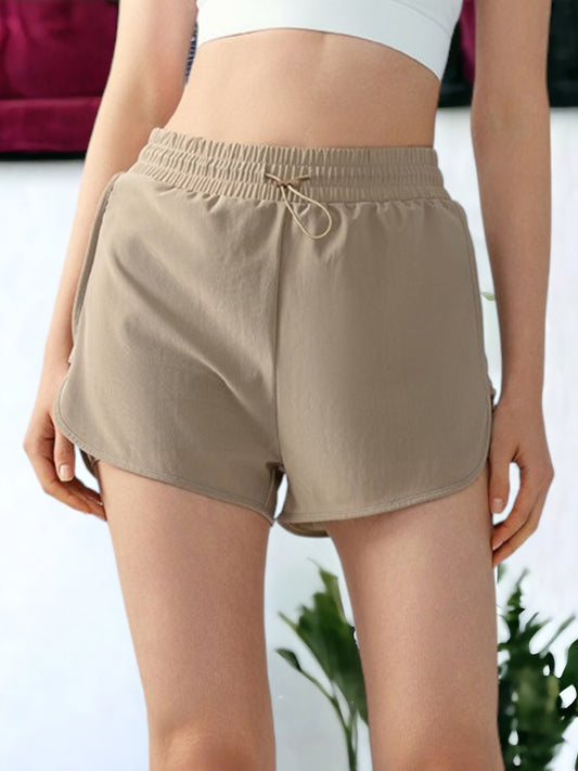 Pantalones cortos deportivos de dos piezas con cintura alta y cordón ajustable