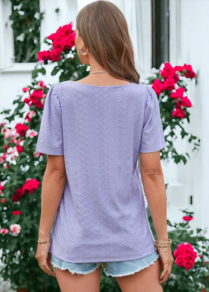 Square Neck Eyelet Top