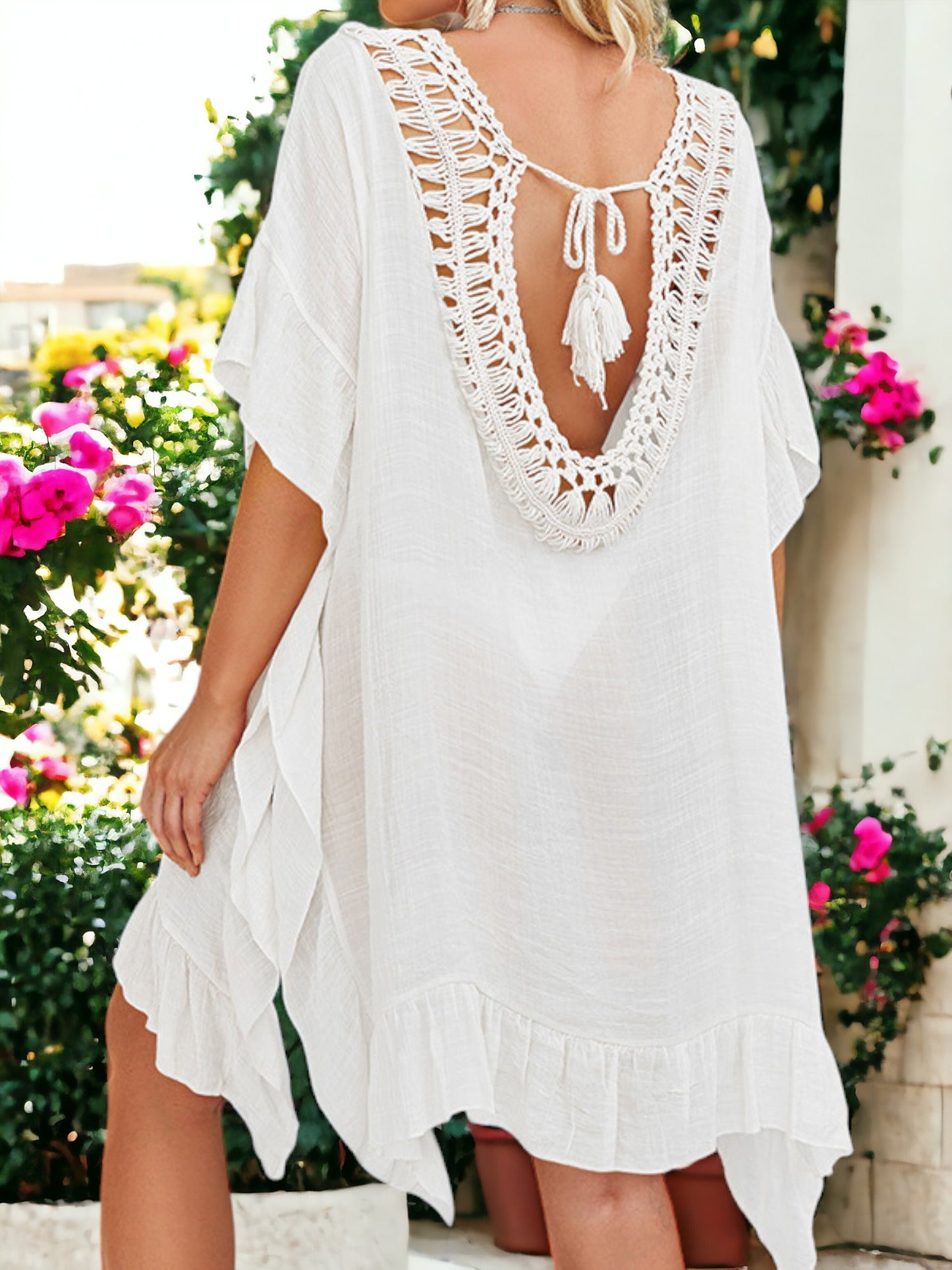 Ruffle Detail Tie-Back Cover-Up