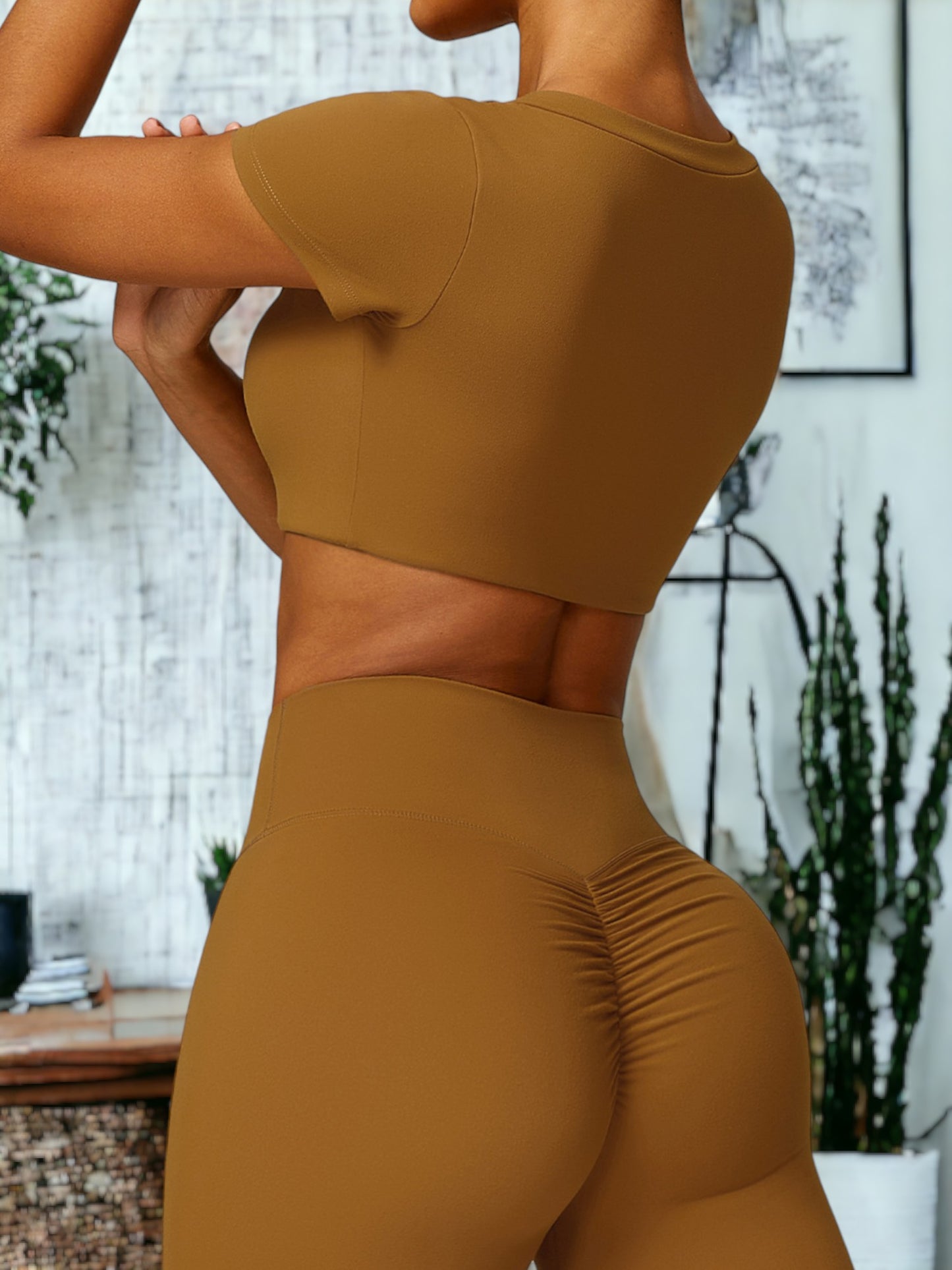 Ropa de yoga ajustada de manga corta