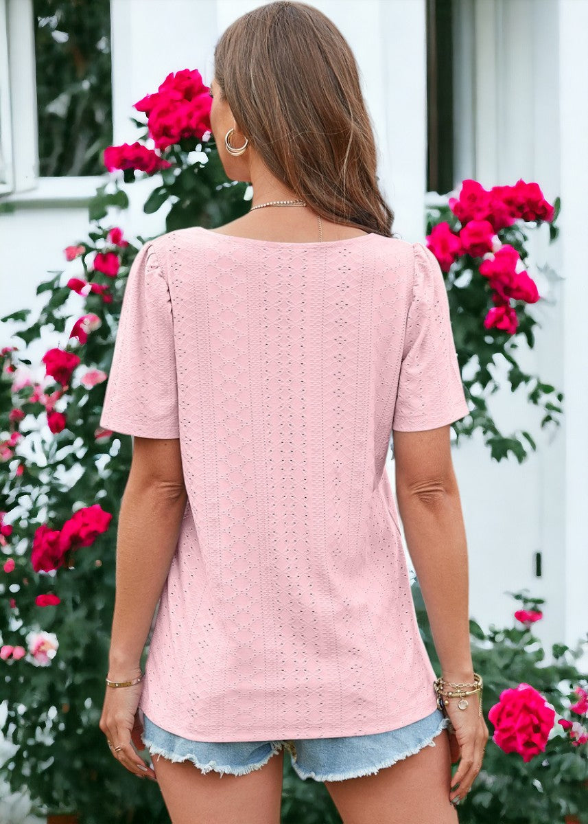 Square Neck Eyelet Top