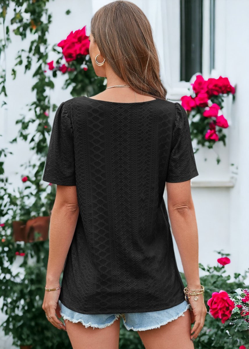 Square Neck Eyelet Top