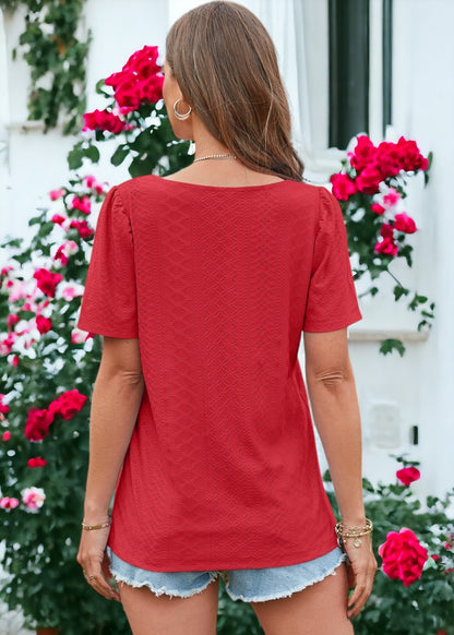 Square Neck Eyelet Top
