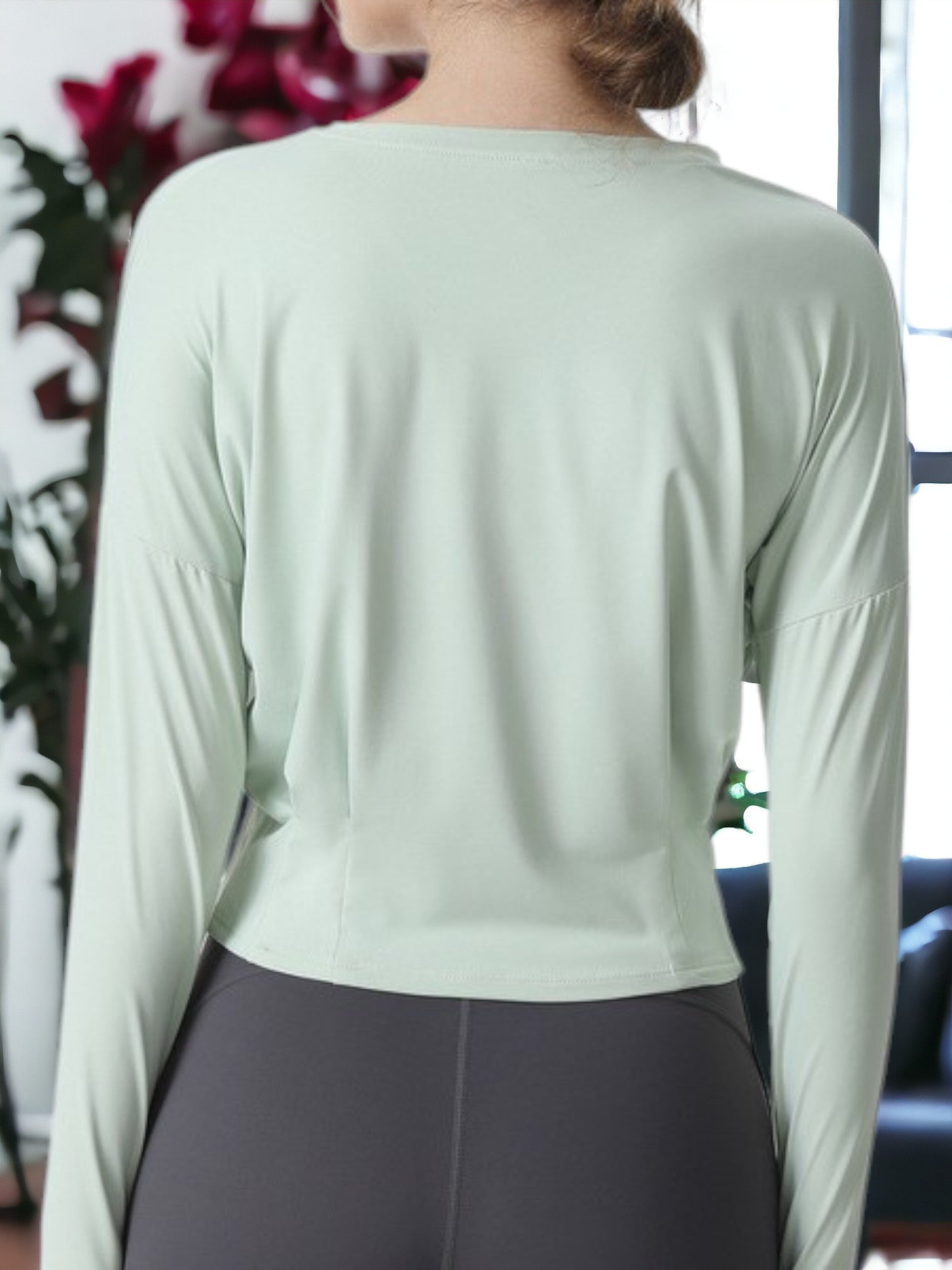 Sudadera de yoga y fitness de manga larga, transpirable y versátil