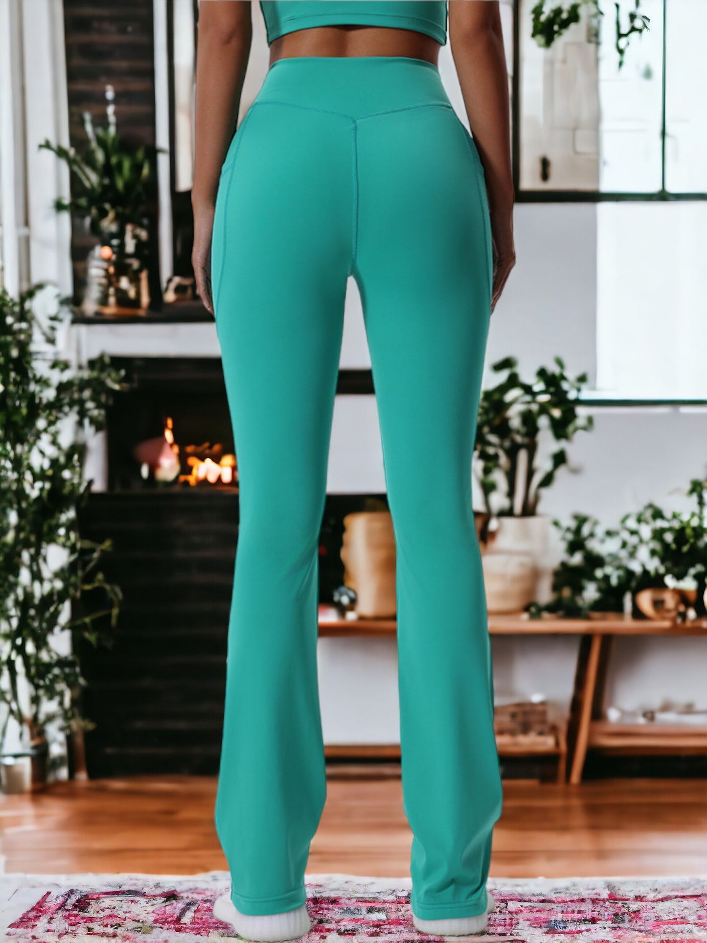 Pantalones de yoga de cintura alta, anchos y drapeados