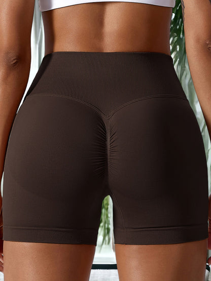 Pantalones cortos deportivos elásticos de cintura alta sin costuras