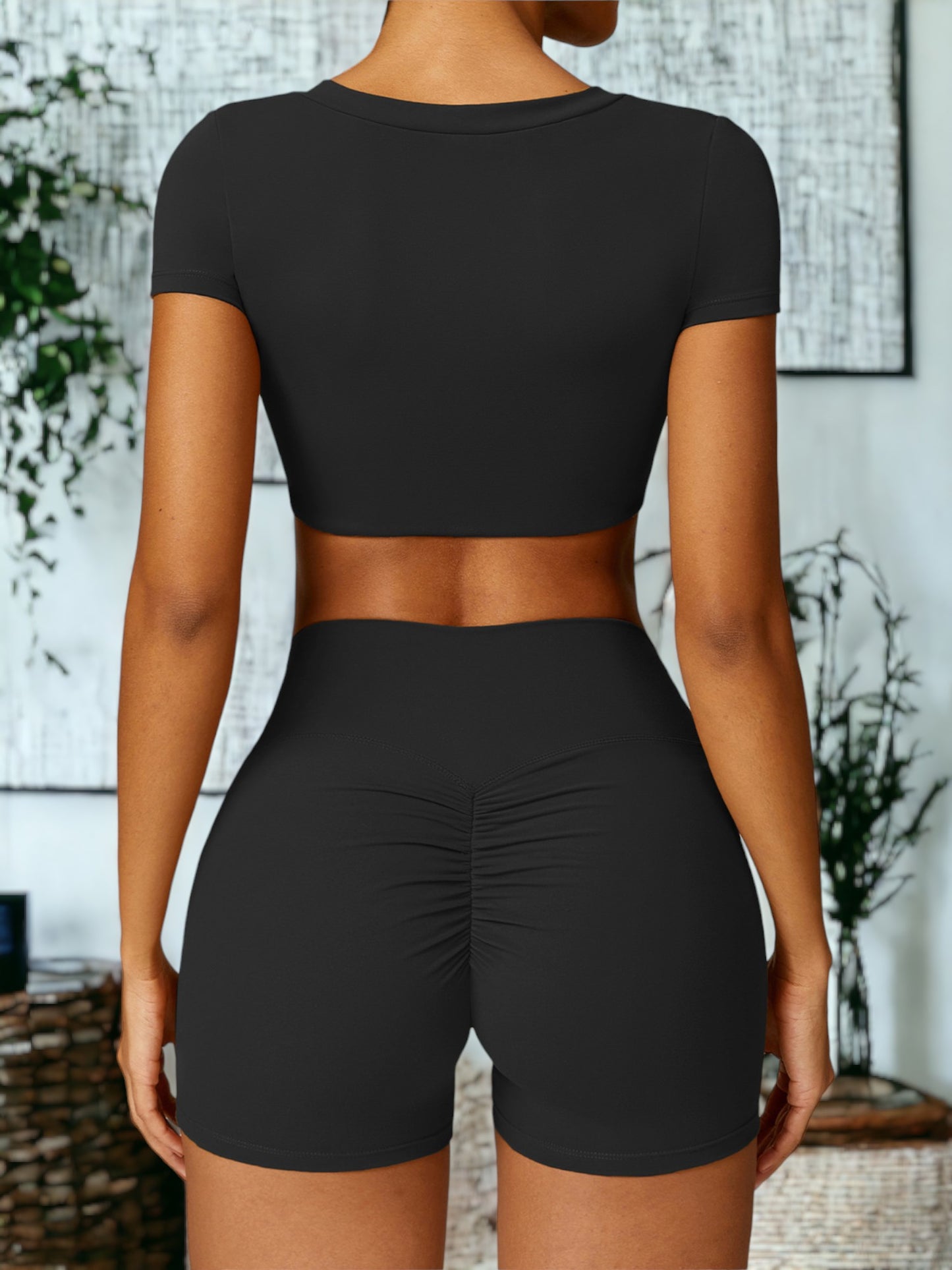 Ropa de yoga ajustada de manga corta