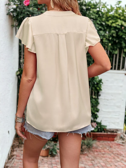 Flutter Sleeve Satin Blouse
