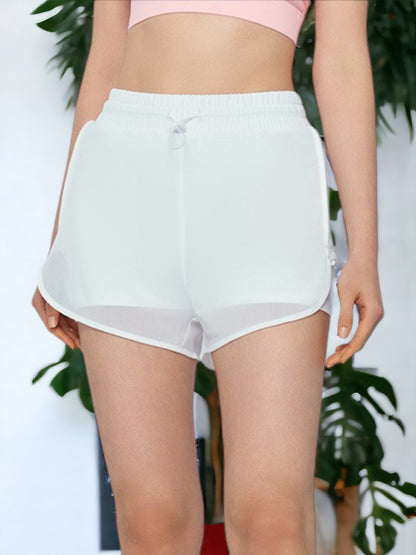 Pantalones cortos deportivos de dos piezas con cintura alta y cordón ajustable