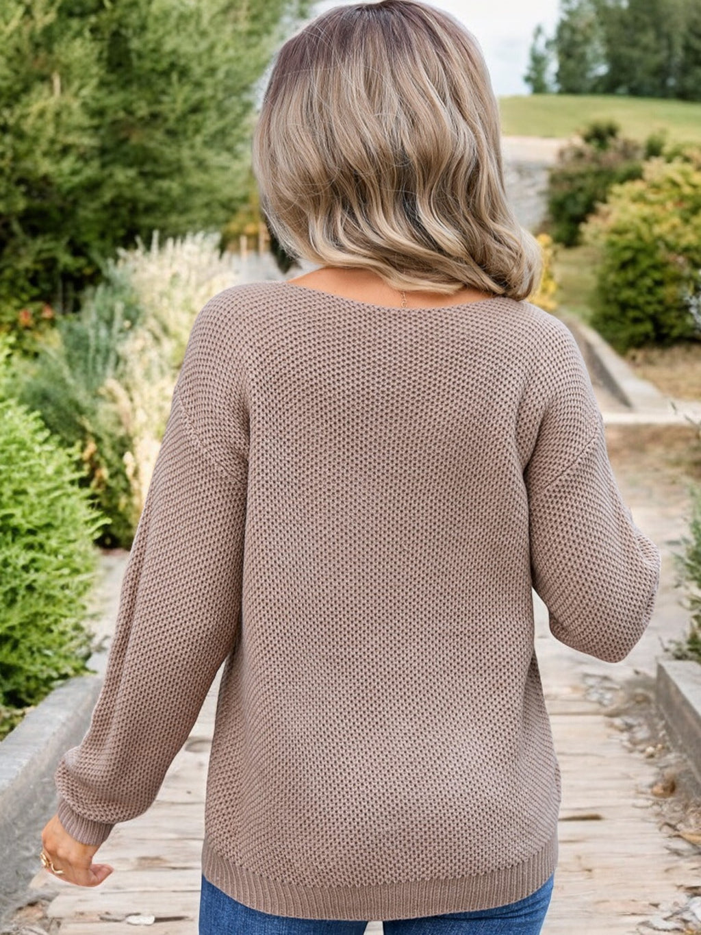 Anna-Kaci Women's Long Sleeve Crew Neck Pullover Sweater with Pocket Detail