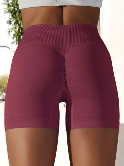 Pantalones cortos deportivos de yoga ajustados con cintura cruzada y sin costuras