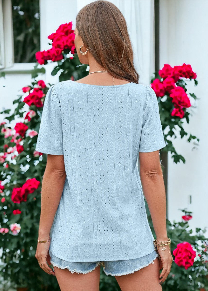 Square Neck Eyelet Top
