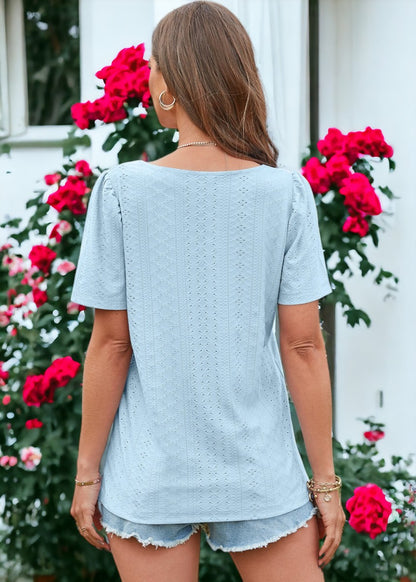 Square Neck Eyelet Top