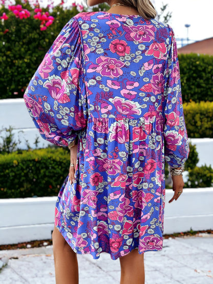 Floral Printed  Bishop Sleeve  Smock Dress  For Women  For Girls  For Her