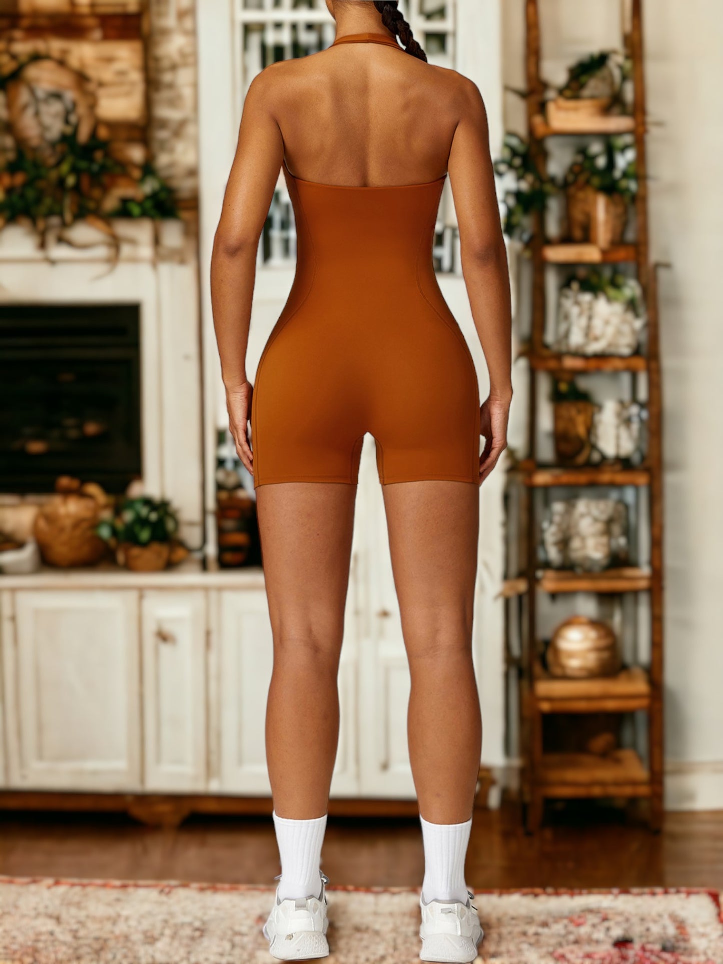 Mono de yoga de una pieza con cuello halter