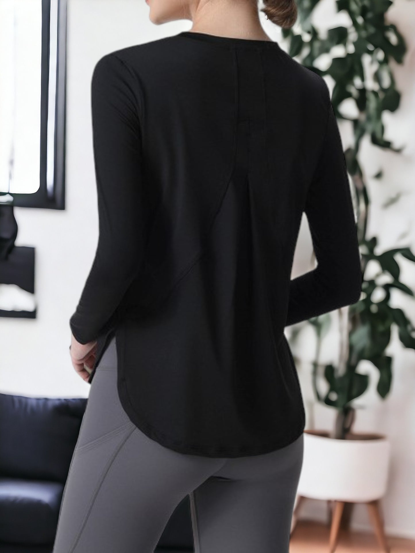 Sudadera de yoga holgada, ajustada, de manga larga y secado rápido
