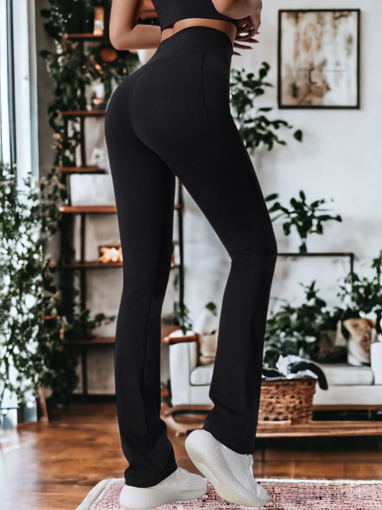 Pantalones de yoga de cintura alta, anchos y drapeados