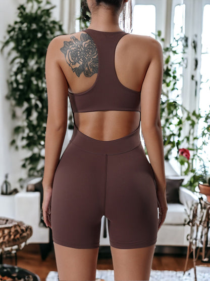 Mono deportivo de yoga de una pieza con cremallera