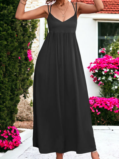 Vestido largo con bolso de lazo y doble tira