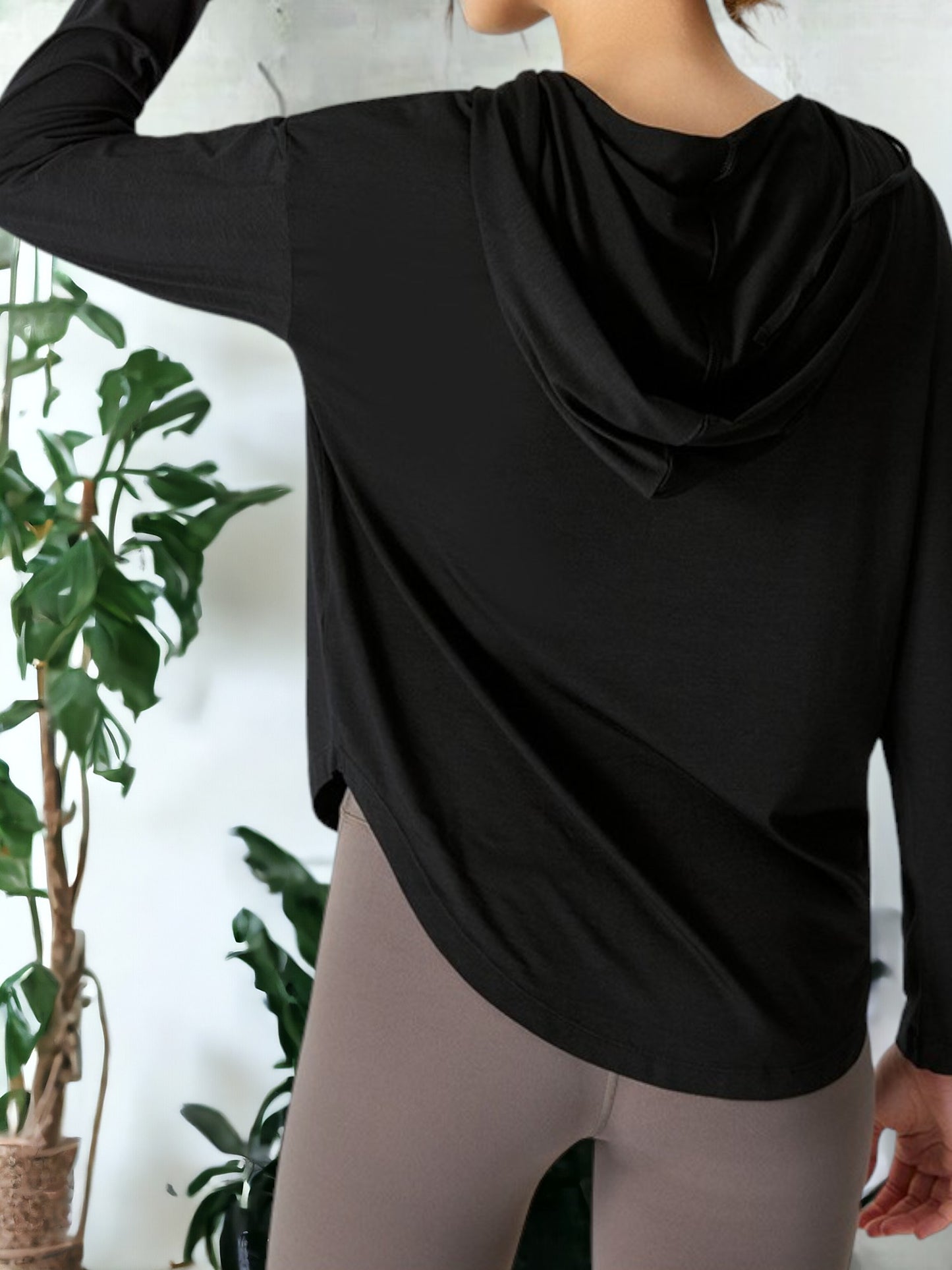 Chaqueta de yoga informal de manga larga, holgada y transpirable