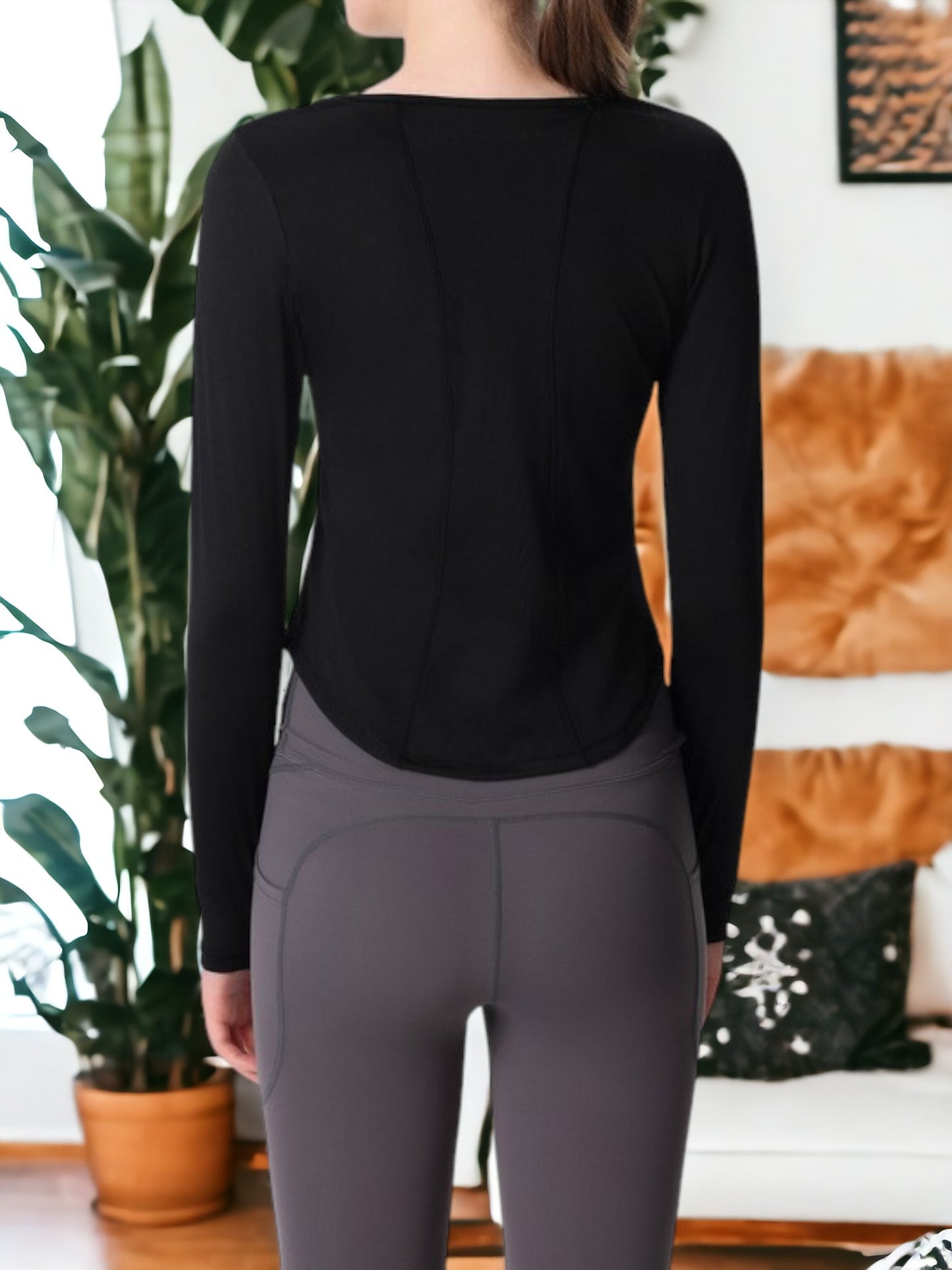Sudadera de yoga de manga larga, holgada, ajustada y de secado rápido