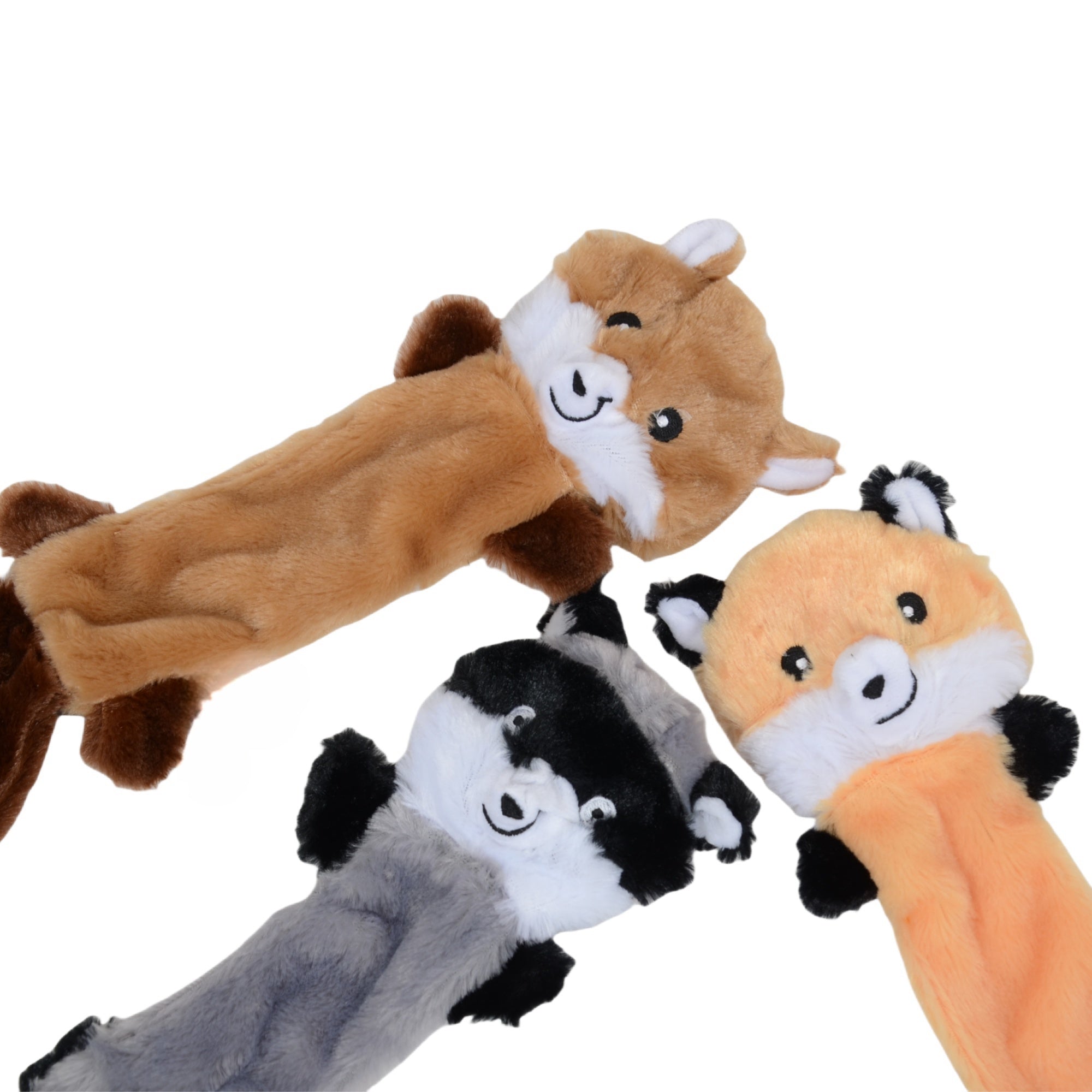 Alilang Dog Squeaky Plush Toy Set of 3 Raccoons Unstuffed Interactive Dog Toys for Small to Medium Dogs