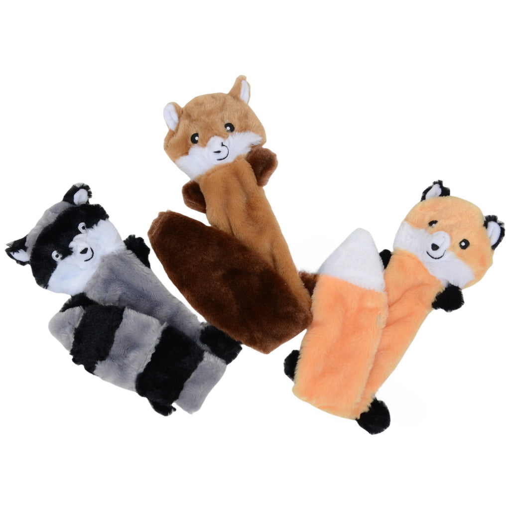 Alilang Dog Squeaky Plush Toy Set of 3 Raccoons Unstuffed Interactive Dog Toys for Small to Medium Dogs