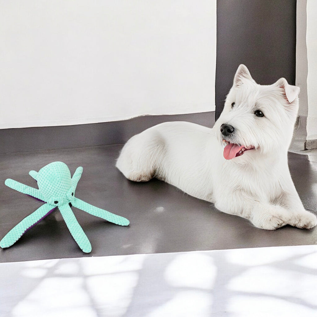 Alilang Large Octopus Squeaky Plush Dog Toy - Durable Knotted Design with 6 Legs, Ideal for Tug and Fetch Play, Chew-Friendly