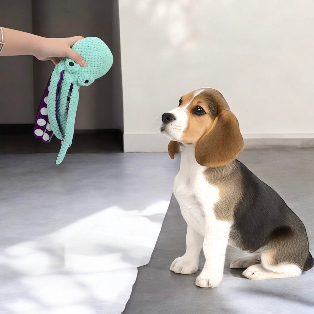 Alilang Large Octopus Squeaky Plush Dog Toy - Durable Knotted Design with 6 Legs, Ideal for Tug and Fetch Play, Chew-Friendly