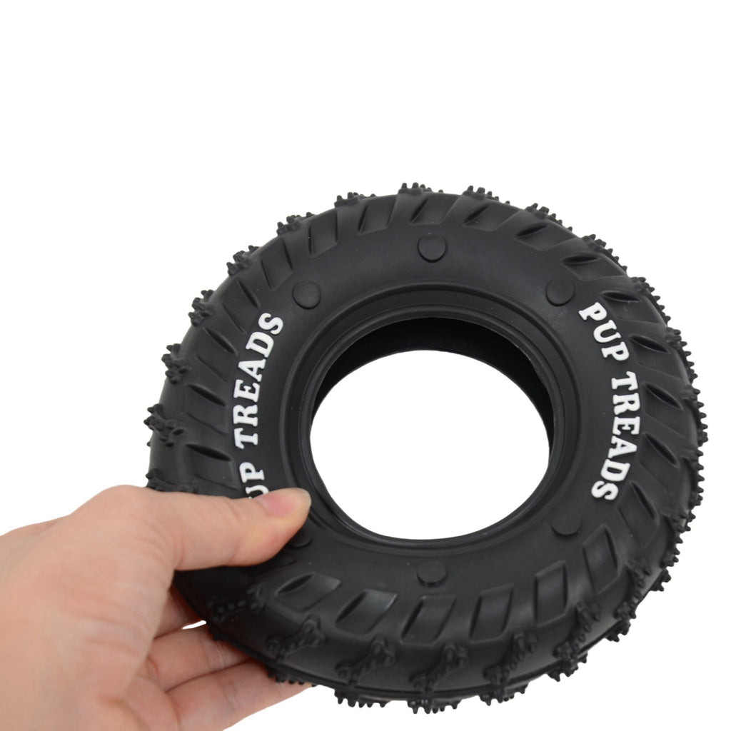 Alilang Durable Chew Tire Toy for Medium to Large Dogs - Interactive Rubber Design, Tough for Aggressive Chewers, 15cm Diameter