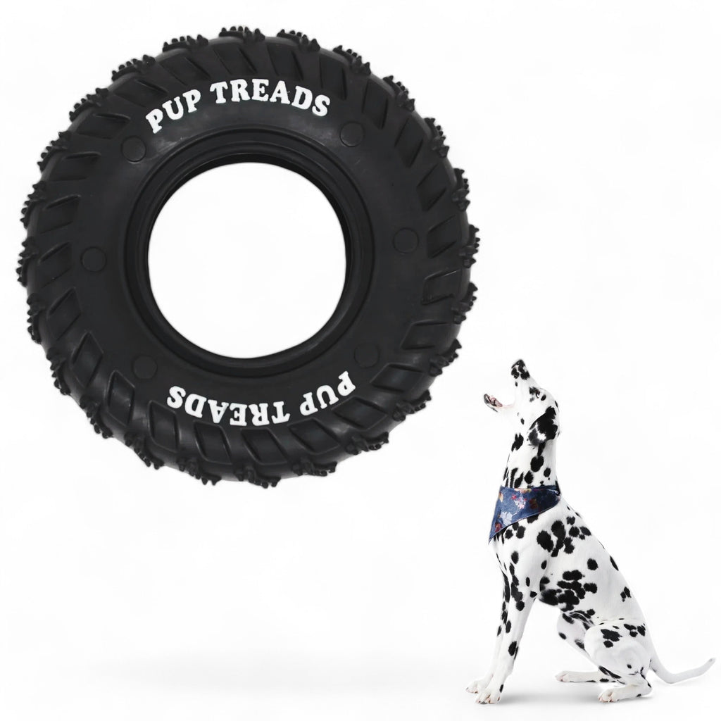 Alilang Durable Chew Tire Toy for Medium to Large Dogs - Interactive Rubber Design, Tough for Aggressive Chewers, 15cm Diameter
