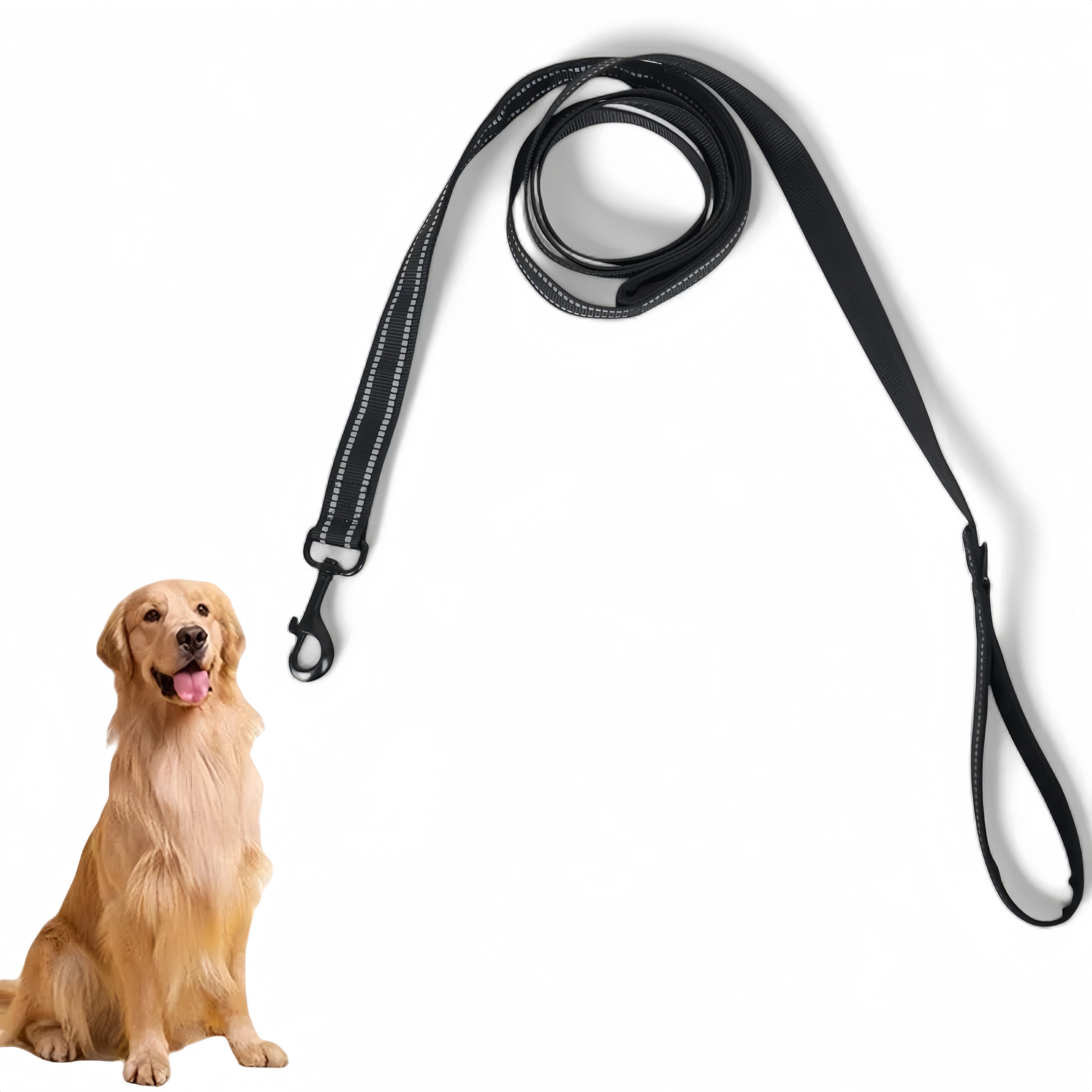 Alilang Reflective Dog Leash with Double Handle for Training and Control - Heavy Duty Nylon, 6ft Long, Soft Padded Grips for Comfort