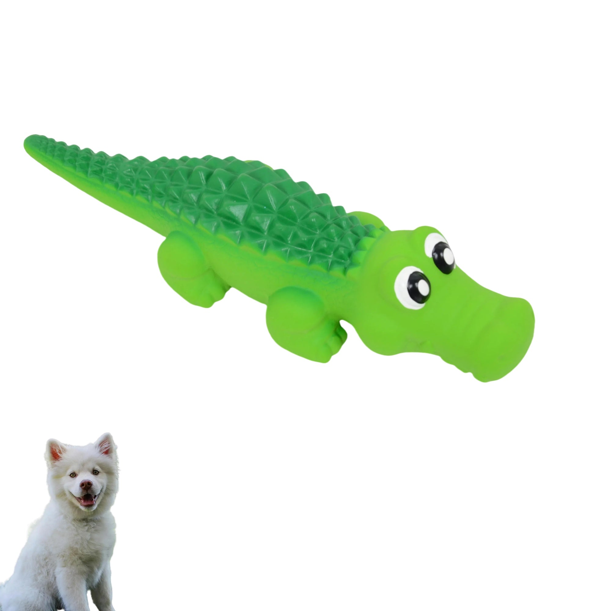 Alilang Squeaky Alligator Dog Toy for Interactive Play - Durable Rubber with Fun Sound, Helps with Teething and Dental Health