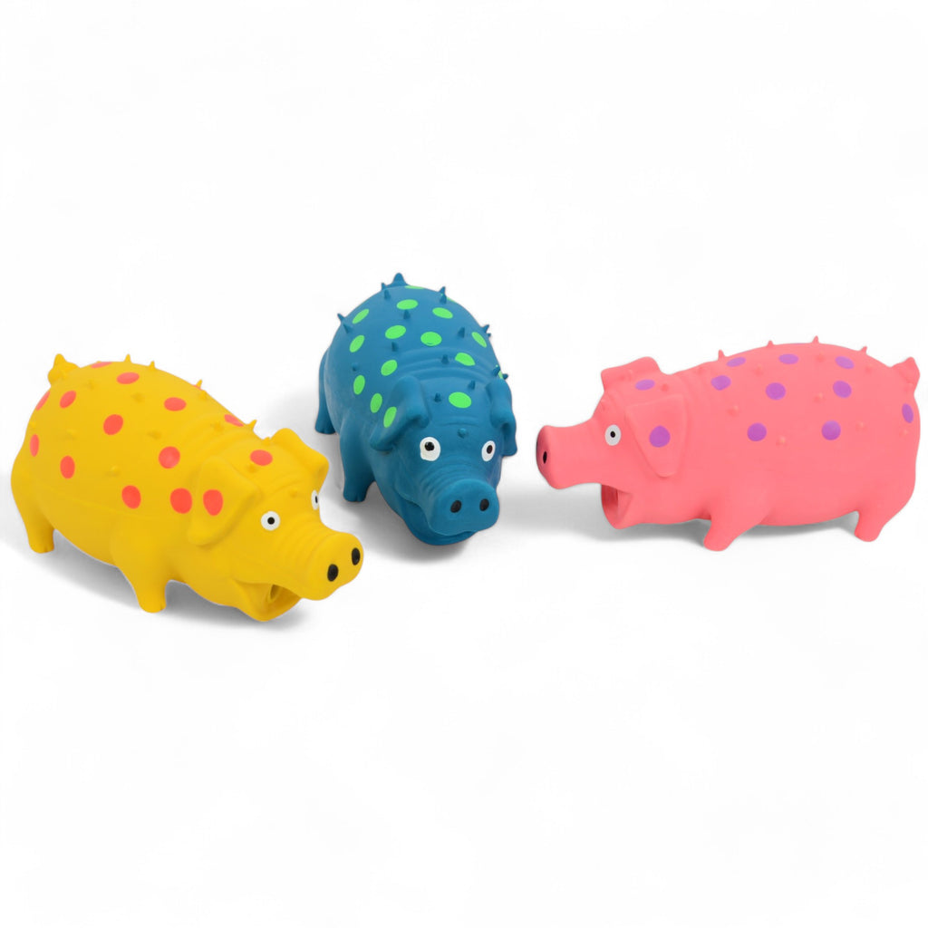 Alilang Colorful Squeaky Pig Dog Toys - Soft Rubber Animal Chew Toys for Interactive Play, Durable and Fun for Small to Medium Dogs