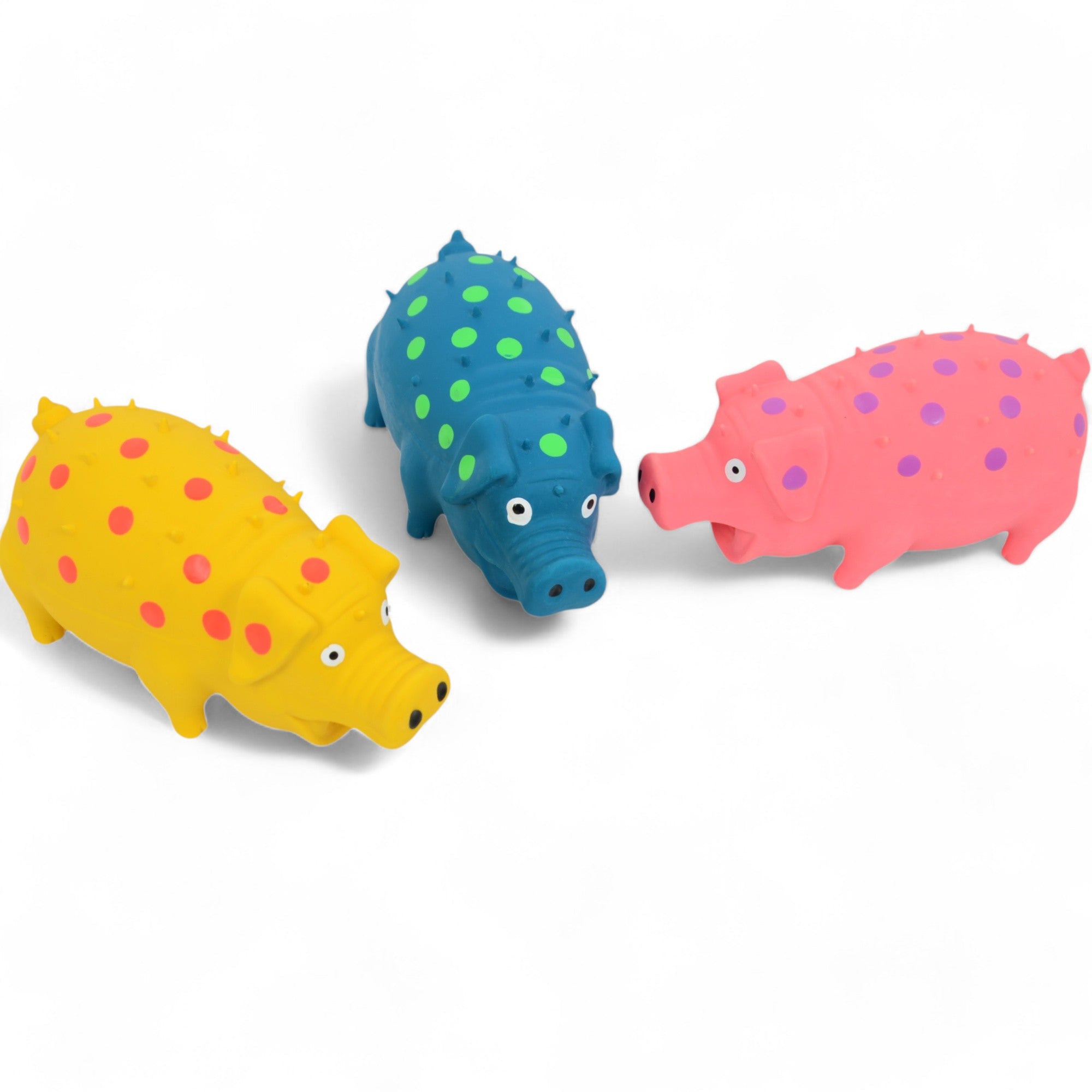 Alilang Colorful Squeaky Pig Dog Toys - Soft Rubber Animal Chew Toys for Interactive Play, Durable and Fun for Small to Medium Dogs