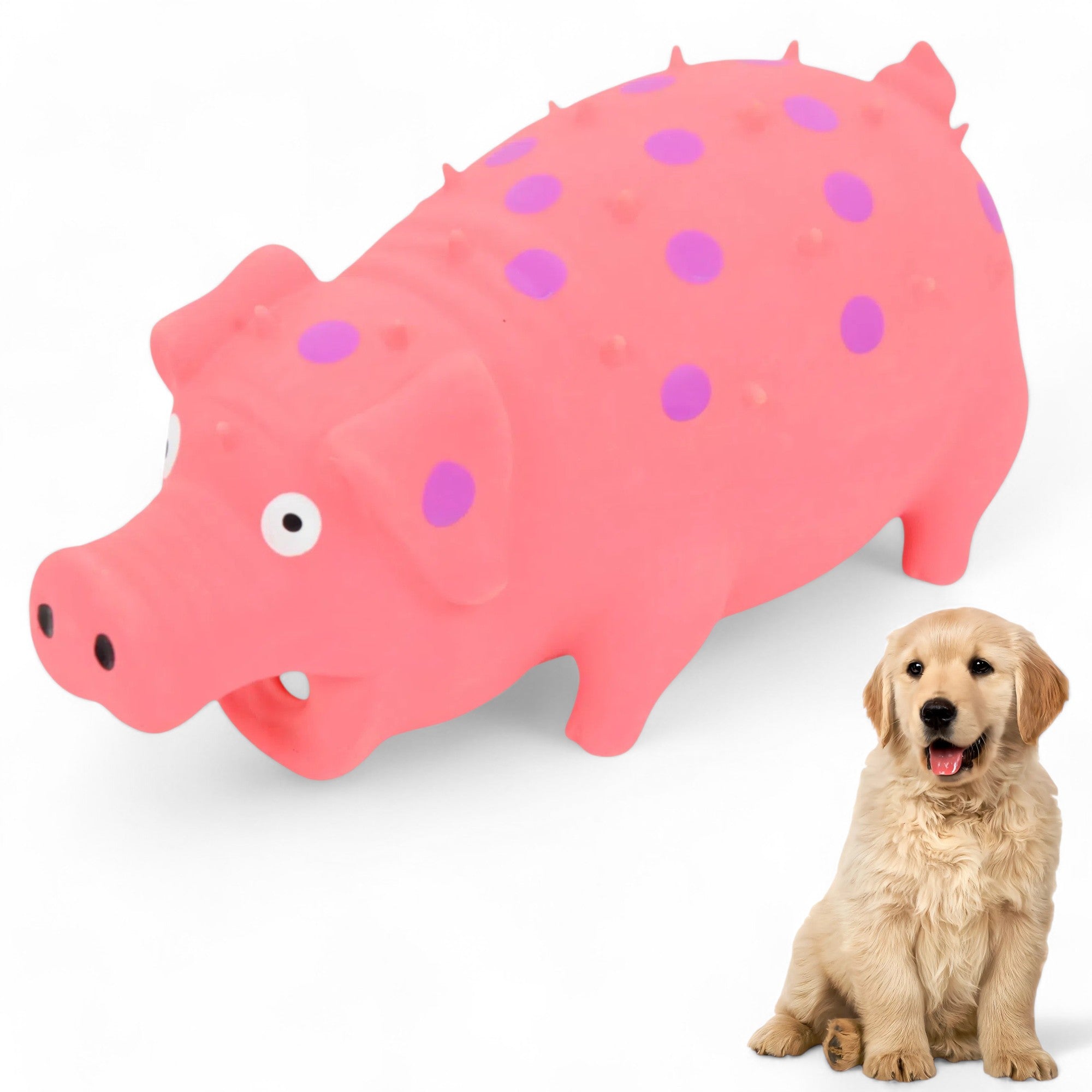 Alilang Colorful Squeaky Pig Dog Toys - Soft Rubber Animal Chew Toys for Interactive Play, Durable and Fun for Small to Medium Dogs