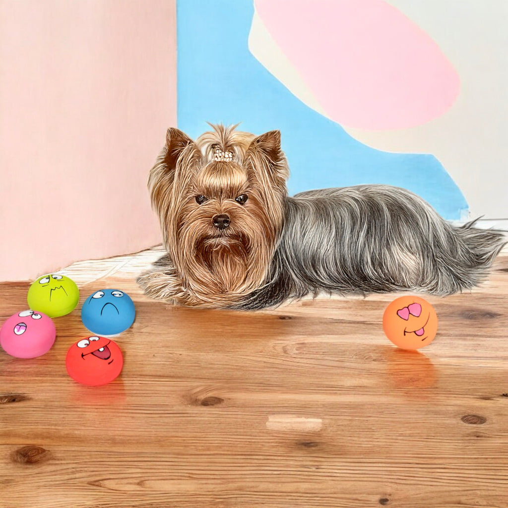 Alilang Pet Squeaky Latex Toy Set with Funny Faces Durable BPA-Free Eco-Friendly Design for Small and Medium Dogs