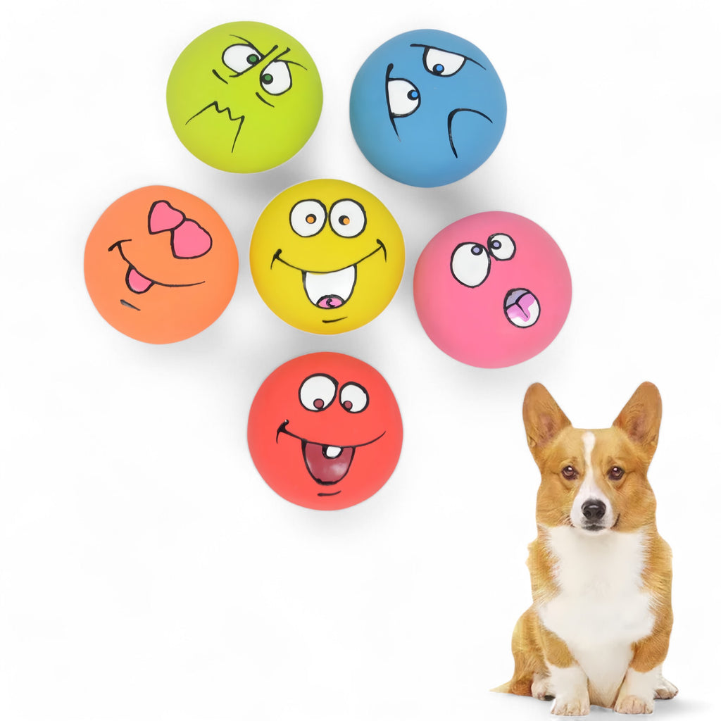 Alilang Pet Squeaky Latex Toy Set with Funny Faces Durable BPA-Free Eco-Friendly Design for Small and Medium Dogs