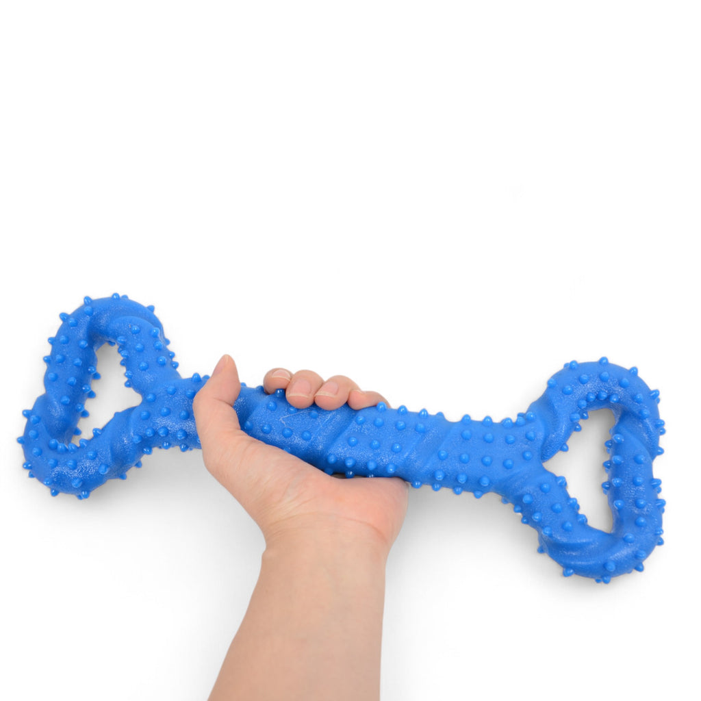 Alilang Durable Textured Chew Toy for Dogs with Double Handle Design TPR Material for Active Play and Dental Health