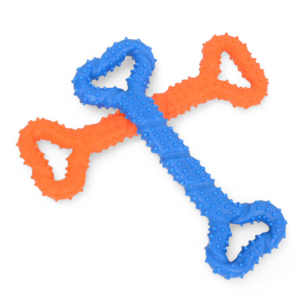 Alilang Durable Textured Chew Toy for Dogs with Double Handle Design TPR Material for Active Play and Dental Health